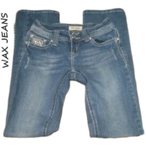 Wax Jeans Boot Cut Medium Wash Rhinestone Details Size 3 EUC